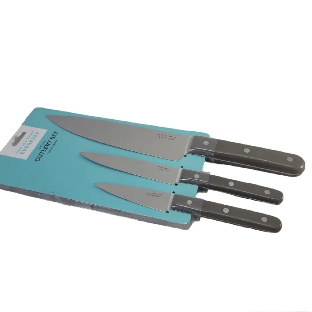 Martha Stewart Cutlery 3 Pc - Chef, Utility & Pairing Knives Steinless Steel New